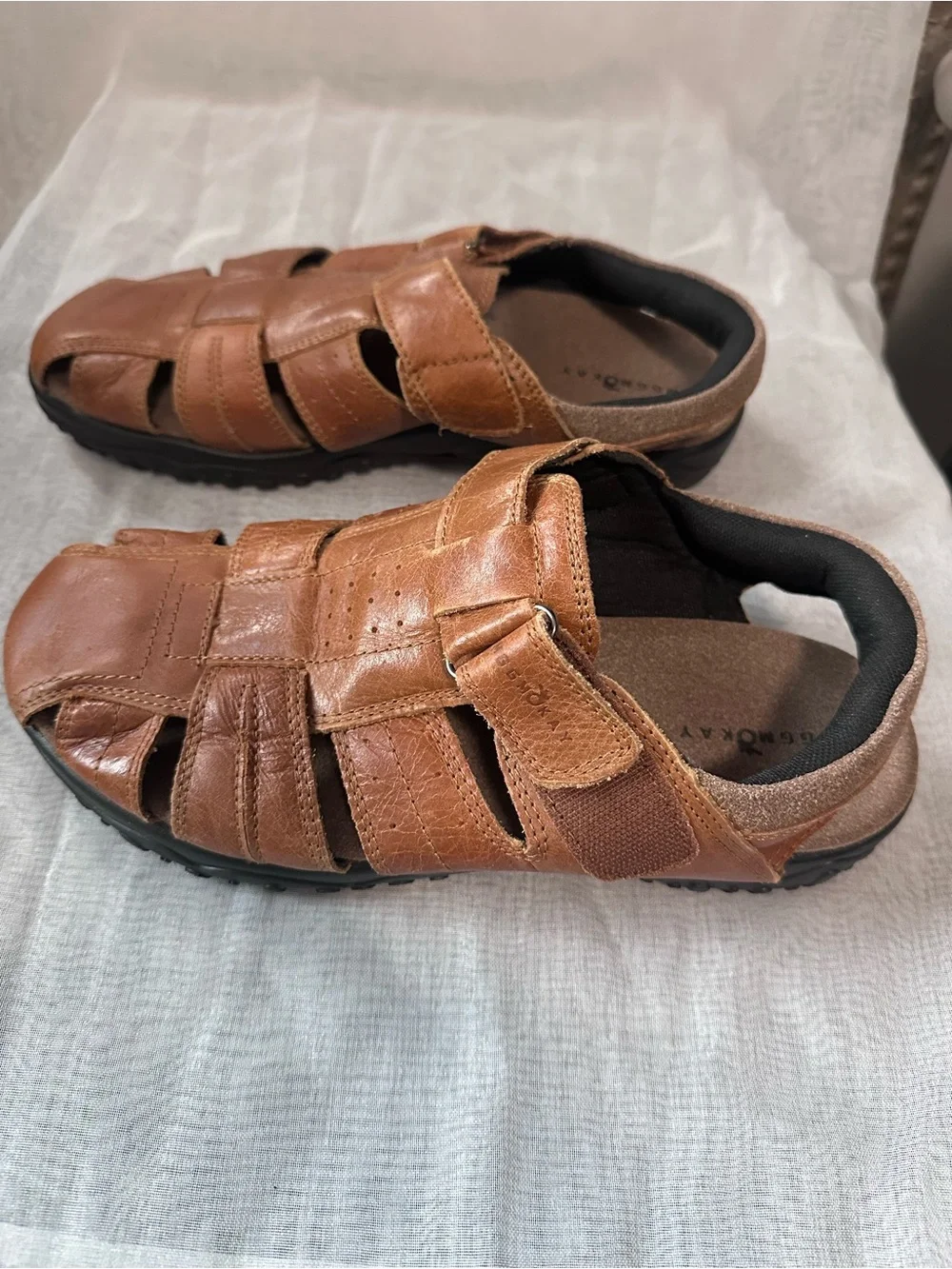 Men's Brown Leather Closed-Toe Sandals 44/11